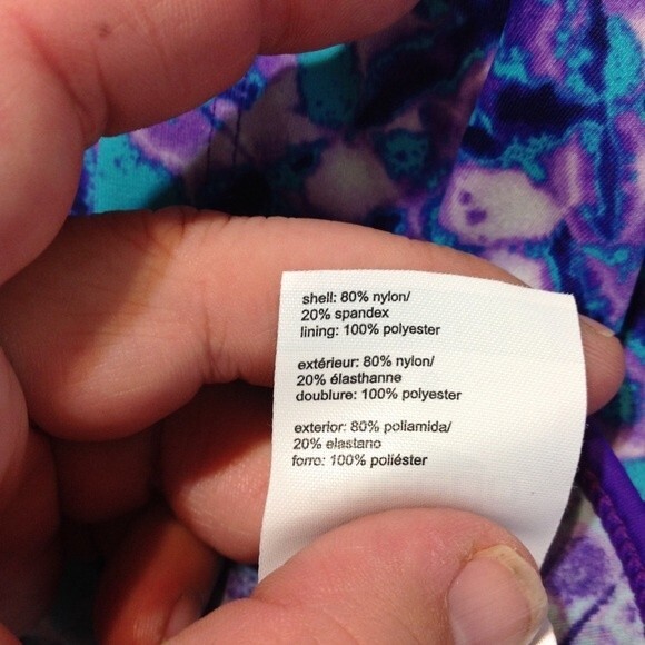 SPEEDO Girl's Size 8 Mermaid Tankini Bikini Top Swim Purple Green Watercolor - Picture 6 of 7